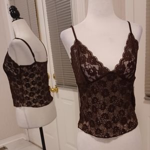 4/$40 New Brown Lace Tank Top - Size Small